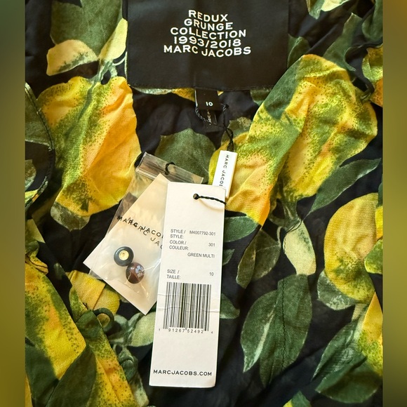 NWT Marc Jacobs Redux Grunge Collection Printed Maxi Dress Black/Yellow - Picture 9 of 11